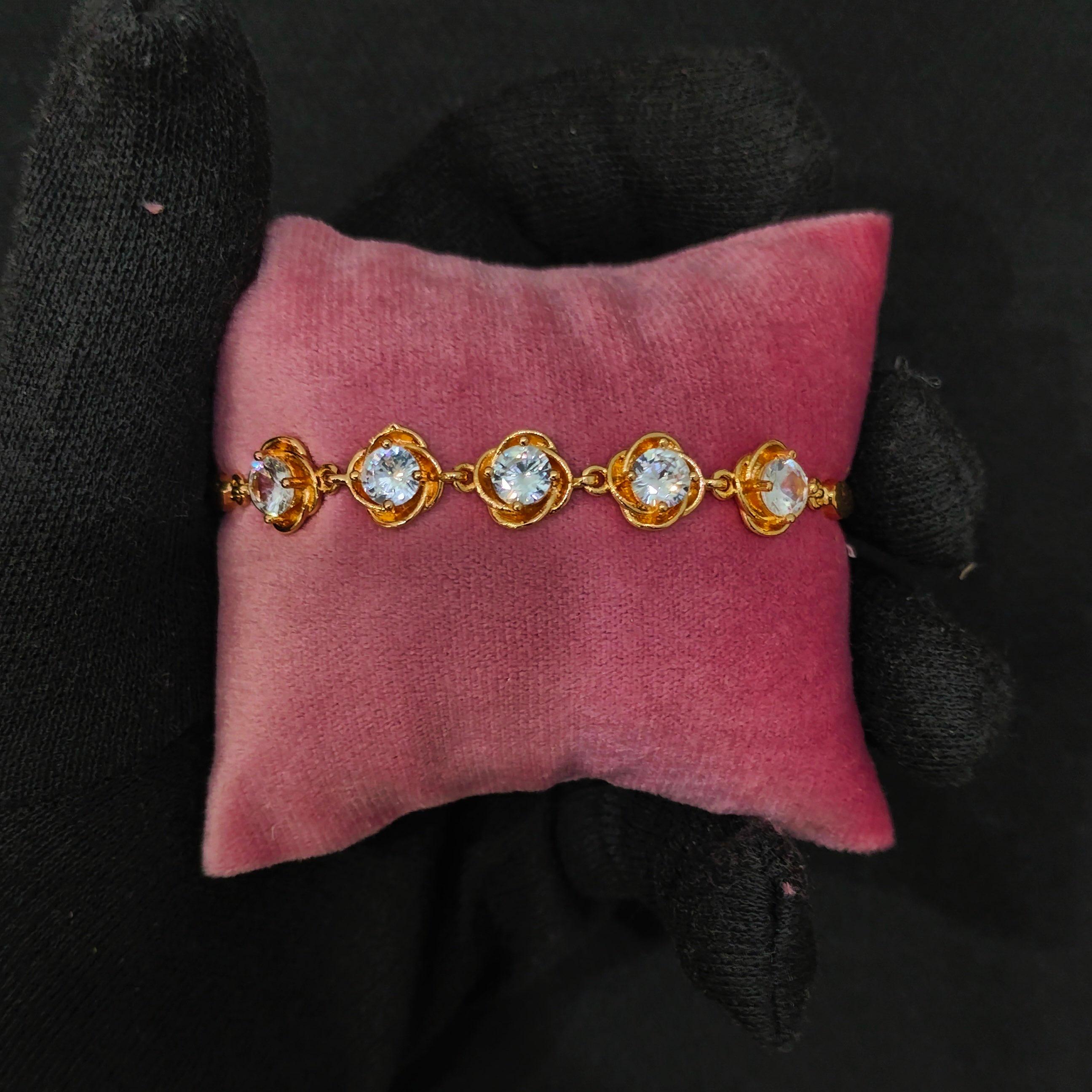 Gold Crystal Link Bracelet - Image 1