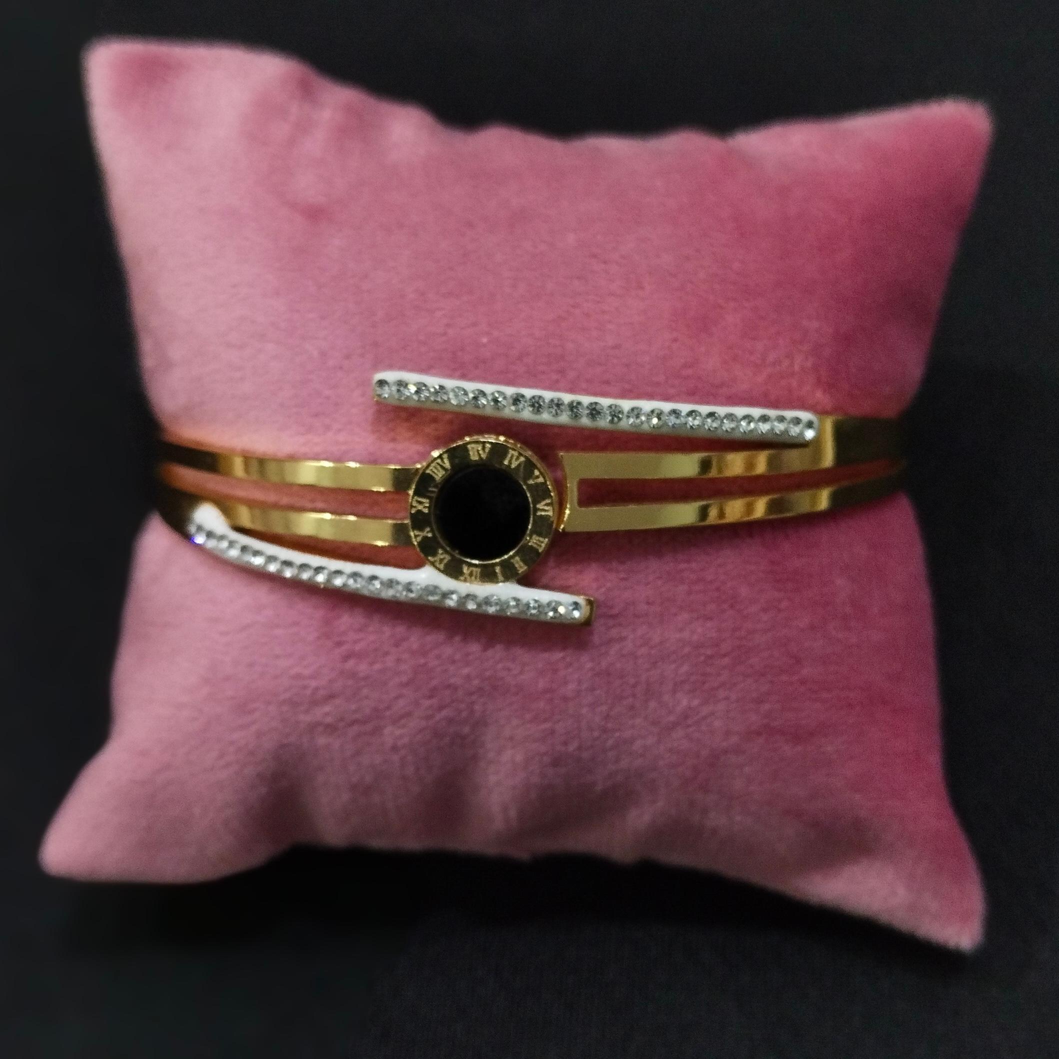 Gold Crystal Bangle Bracelet - Image 1