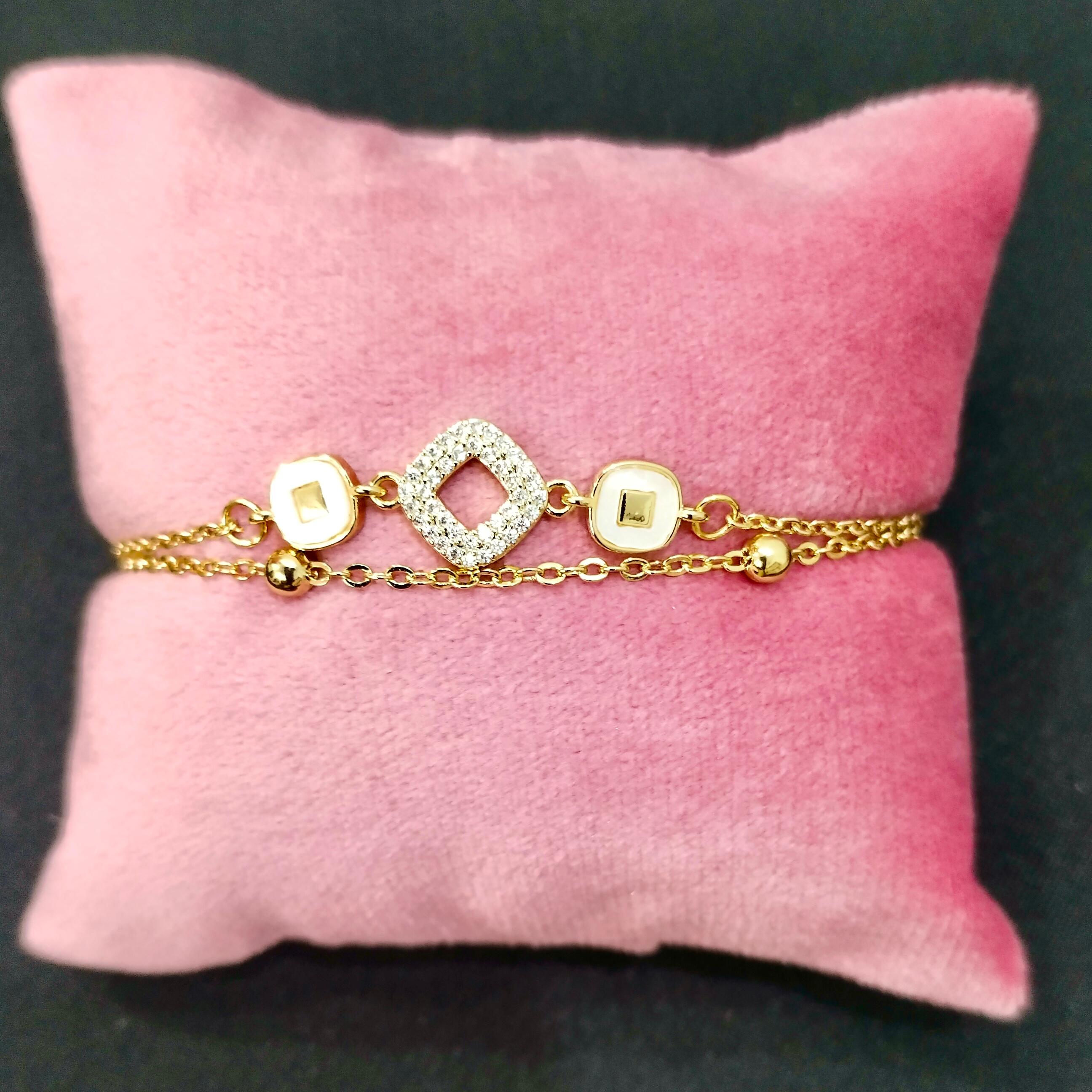 Gold Crystal Square Bracelet - Image 1