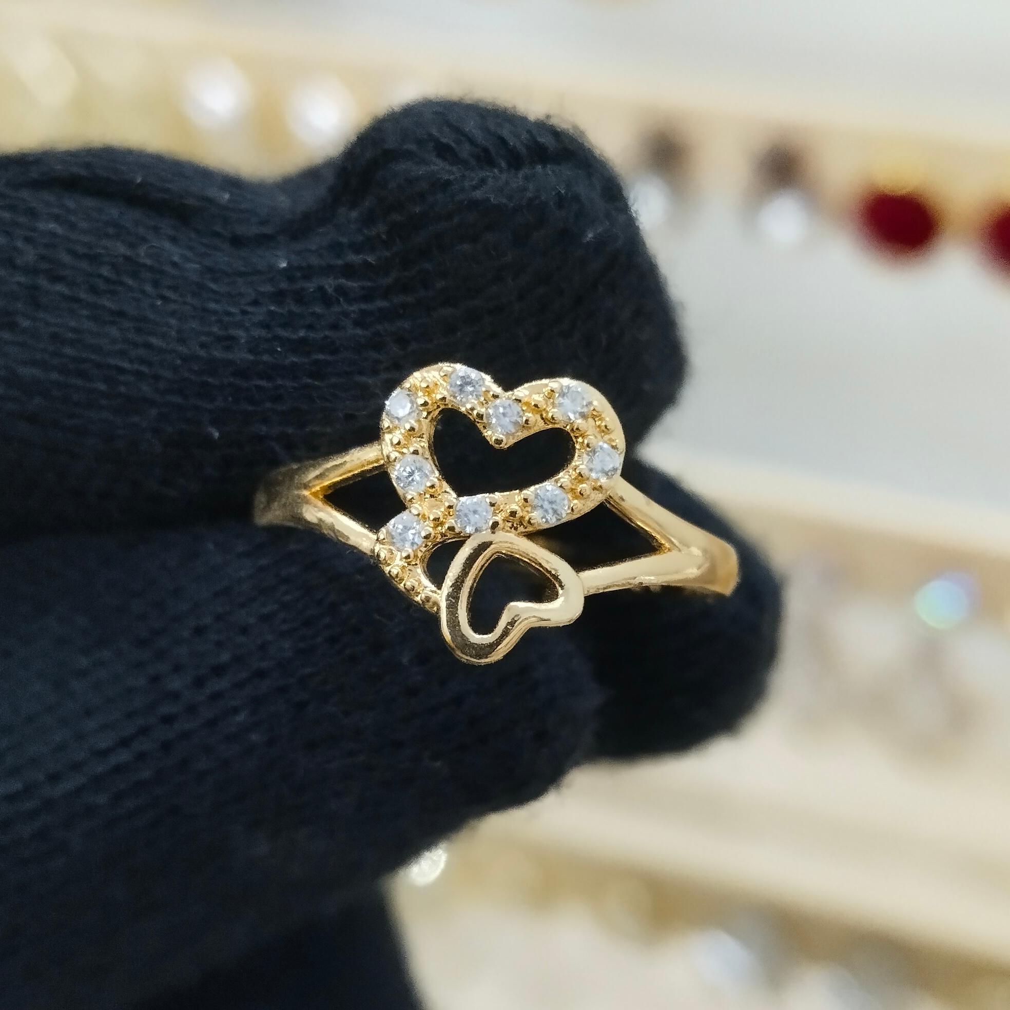 Gold Heart Crystal Ring - Image 1