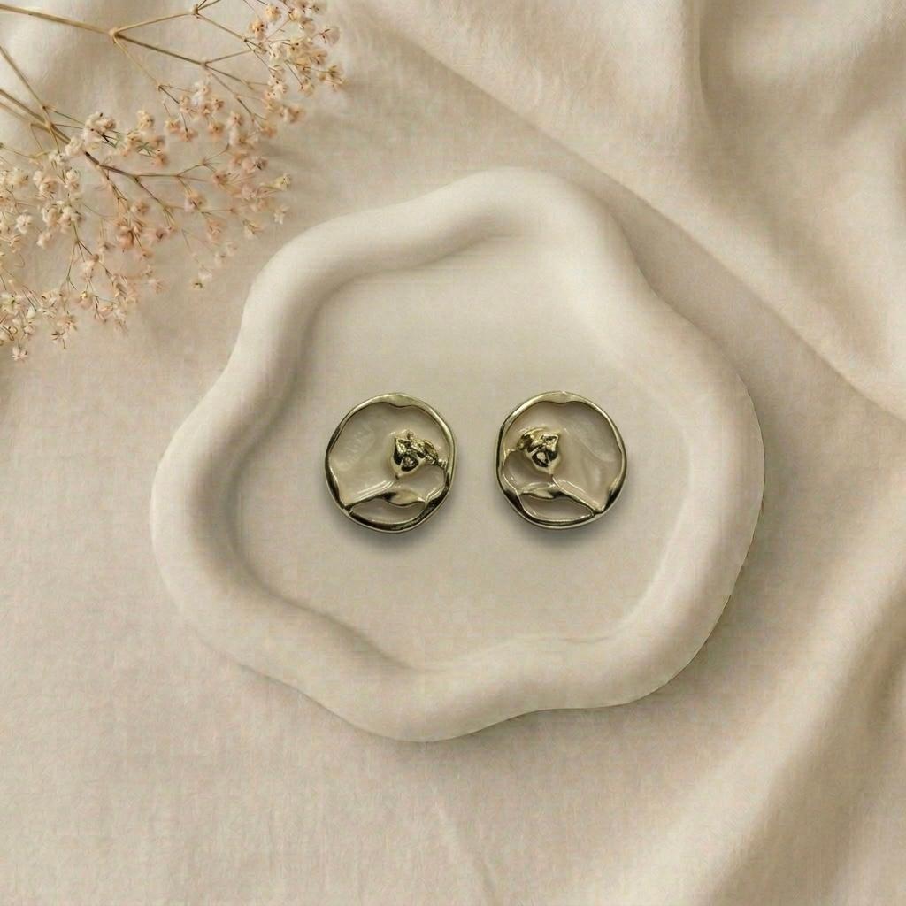 Gold Coin Stud Earrings - Image 1