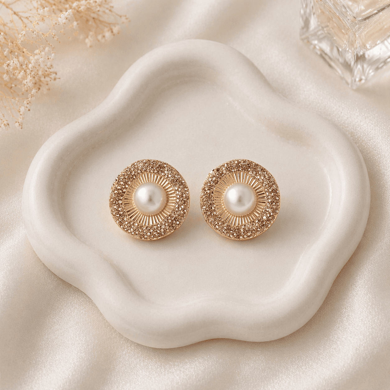 Pearl Stud Earrings - Image 1