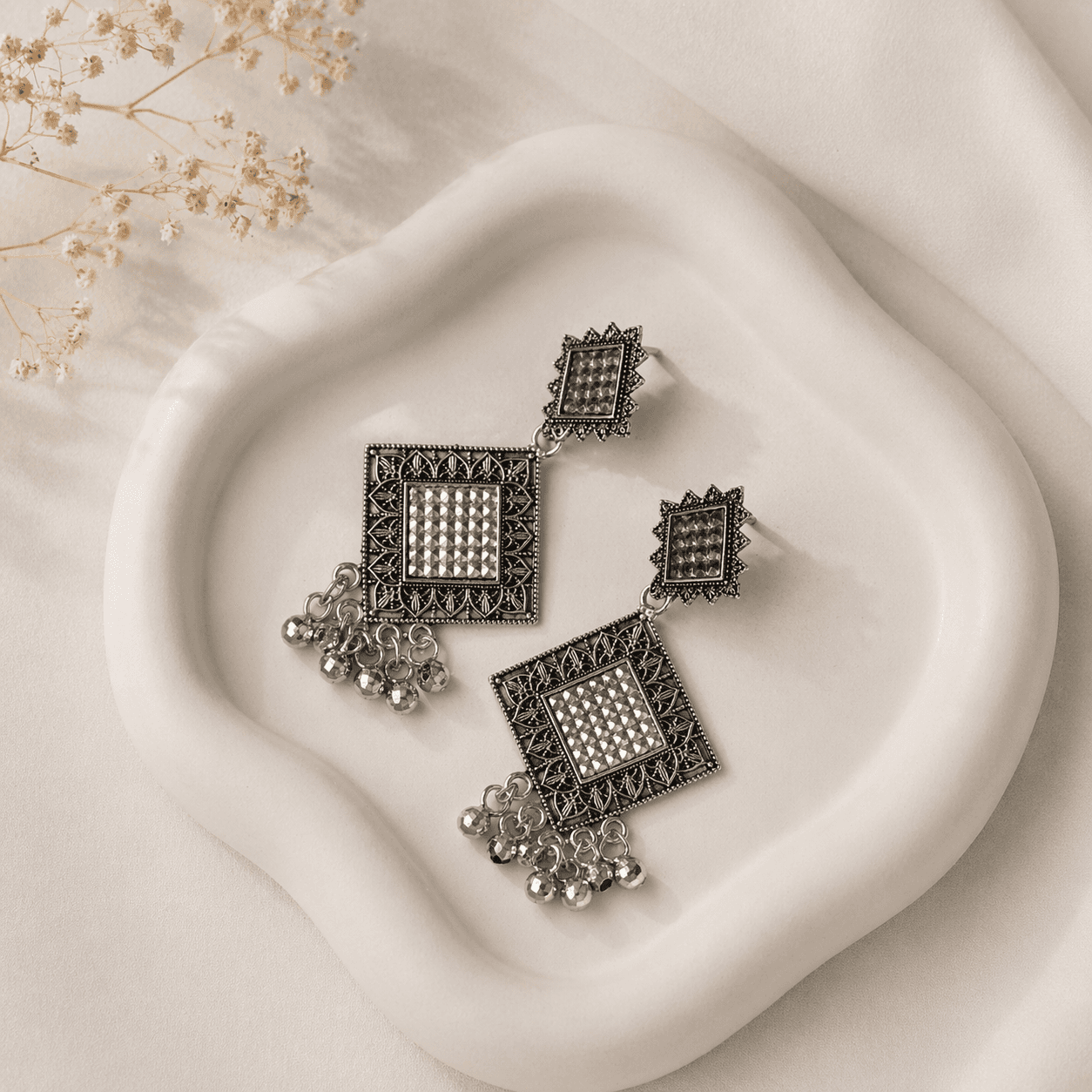 Silver Filigree Earrings - Image 1