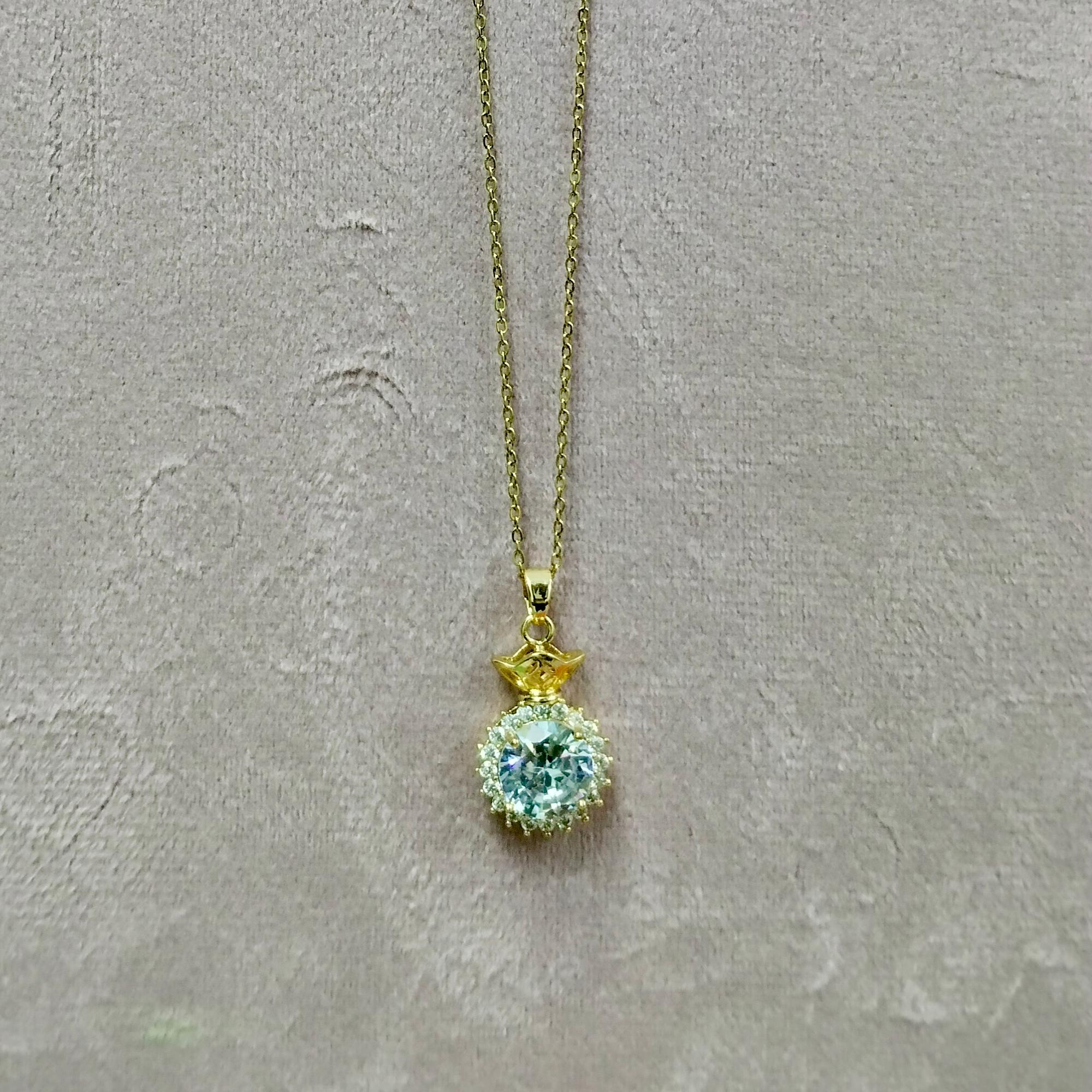 Gold Crystal Pendant Necklace - Image 1