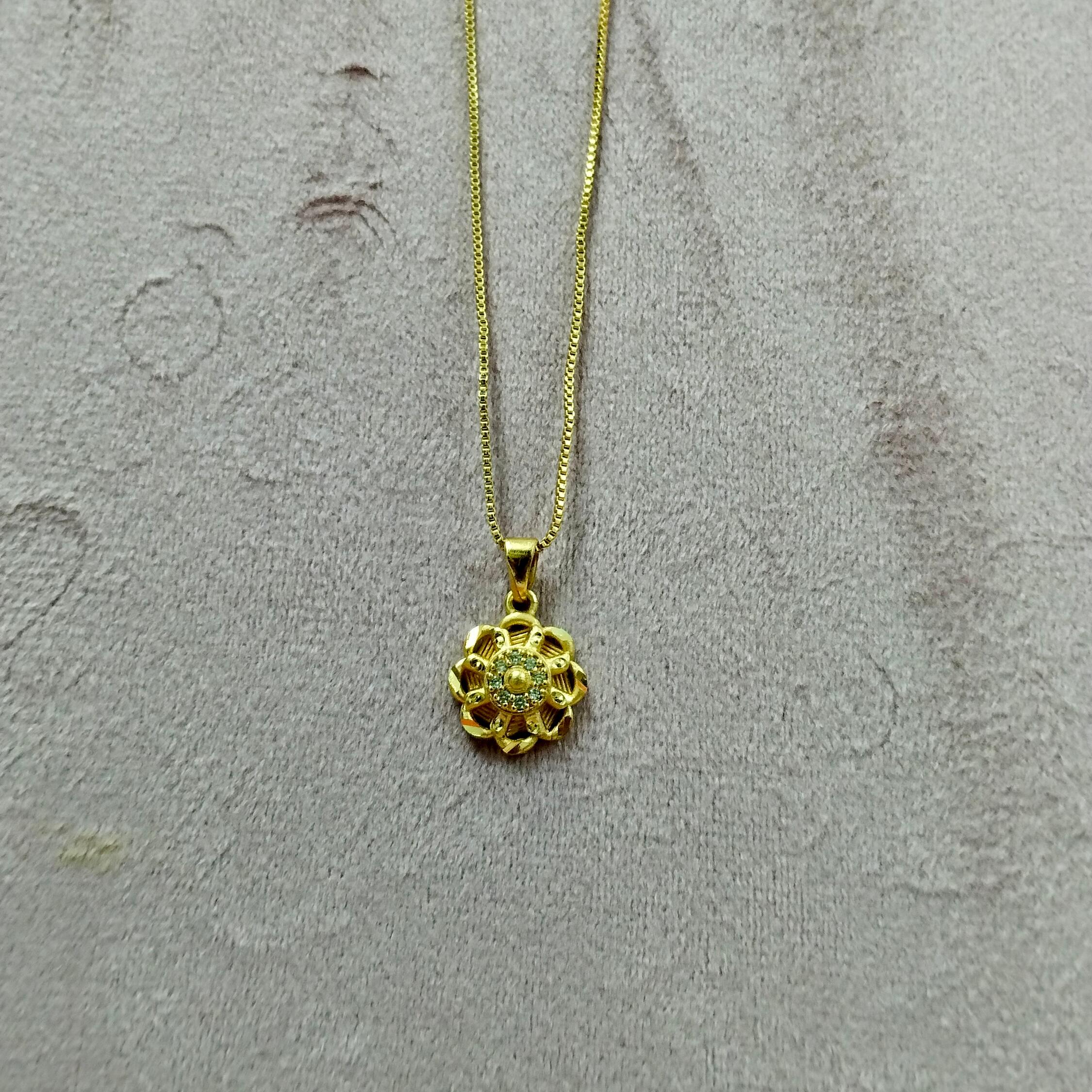 Gold Lotus Pendant Necklace - Image 1