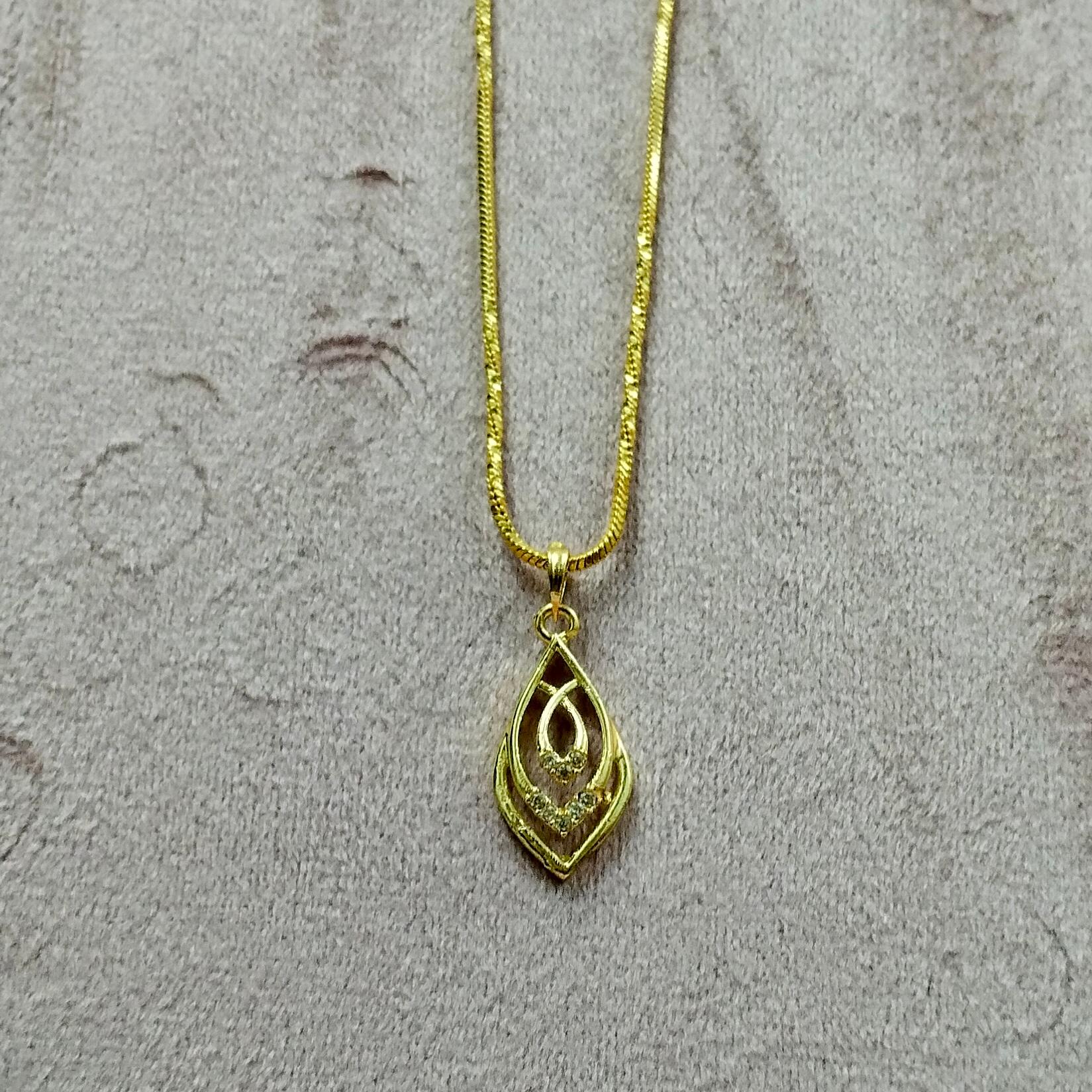 Gold Teardrop Pendant Necklace - Image 1